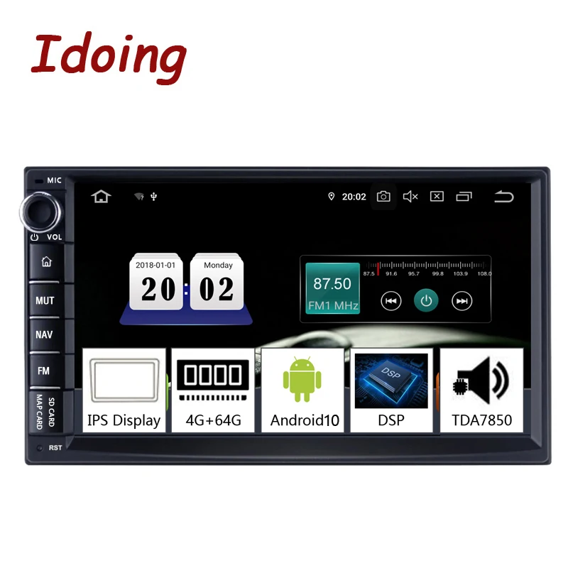 Idoing 7 &quot2 Din универсальный автомобильный Android 10 Радио мультимедийный плеер PX5 4G + 64G