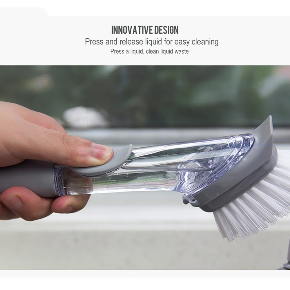 

Щетка для мытья посуды, автоматическая многоразовая губка с длинной ручкой, для уборки жидкости, кухни