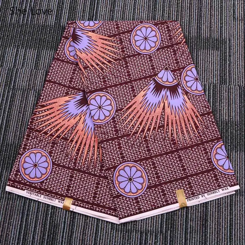 She Love 1 ярд полиэстер настоящая восковая печать ткань Анкара Африканский Цветочный батик швейная ткань для женщин вечернее платье для ручной работы