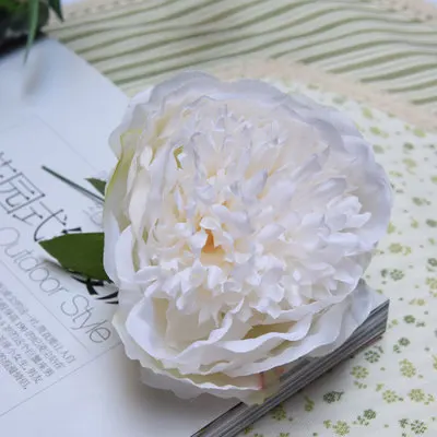 5 шт./лот искусственный шёлковый Пион цветок голова высокое качество свадебное украшение DIY роскошный пион поддельный цветок настенные аксессуары - Цвет: Белый