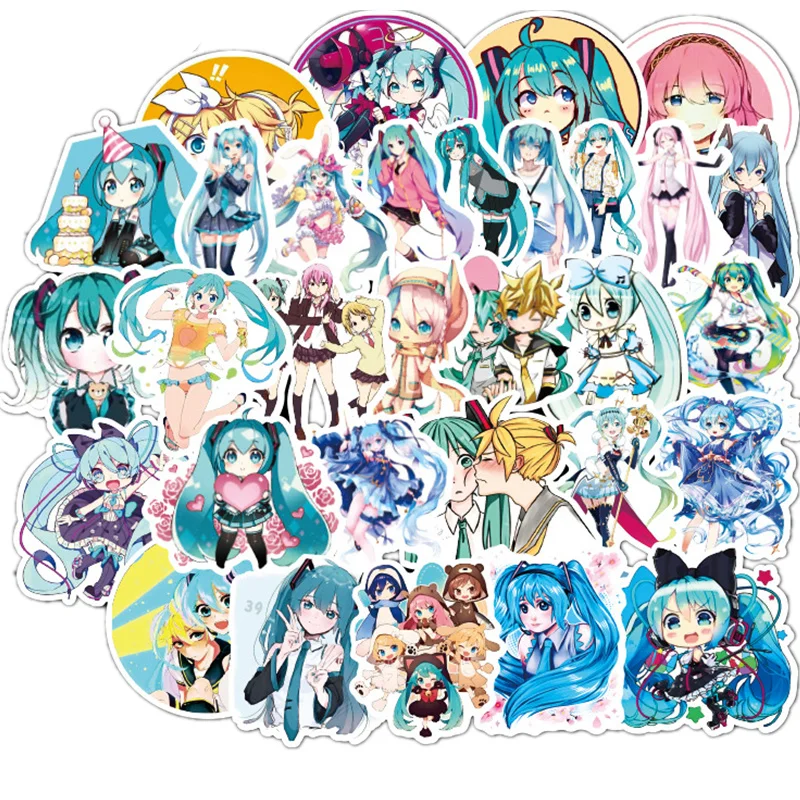 

50Pcs/New Hatsune Miku Cartoon Waterproof DIY Decals Sticker for Fridge Suitcase Stationery Developer Decor