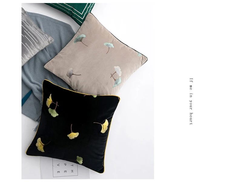 Новая роскошная бархатная наволочка с вышитыми листьями и геометрическим узором, наволочка для подушки, наволочка для дома, Декоративные диванные подушки для гостиной