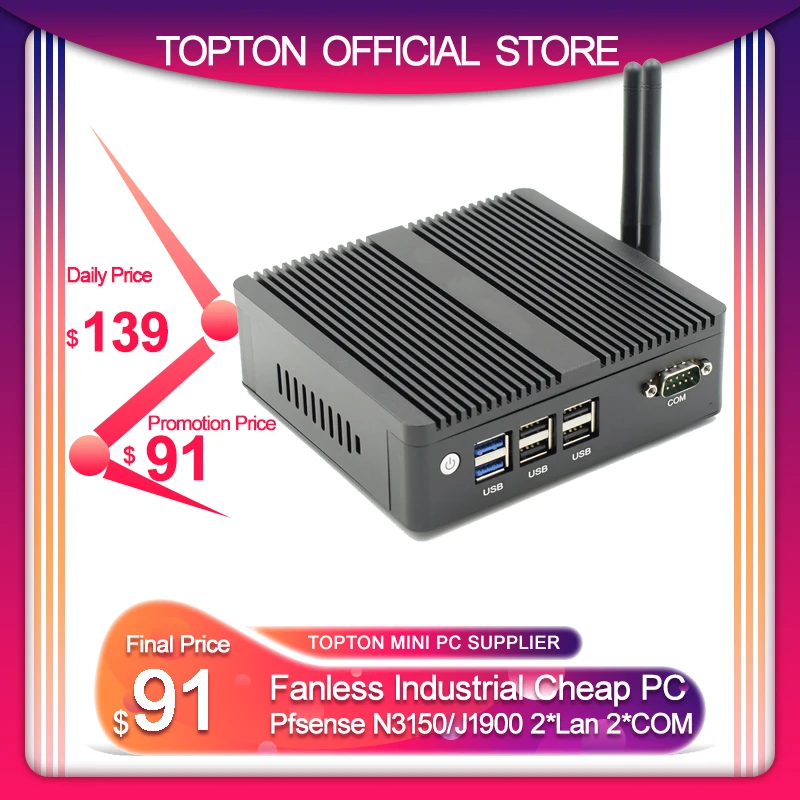 Мини ПК Topton для Windows 10 Intel N3160/J3160 J1900 Pfsense Barebone мини сервер 2 гигабитная LAN 300M Wifi|Мини