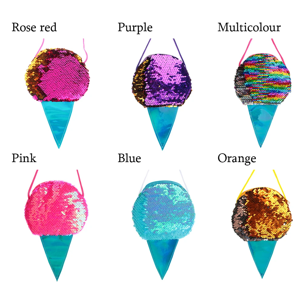 Girls Sequin Ice Cream Kids Small Wallet Cute Baby Coin Purse Bag Kawaii Money Card Holder for Boys Purses and Handbags Gift