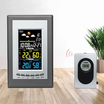 

Weather Station Clock Daily Battery Powered Prediction LCD Digital Bedroom Calendar Home Office Monitoring Barometer Thermometer
