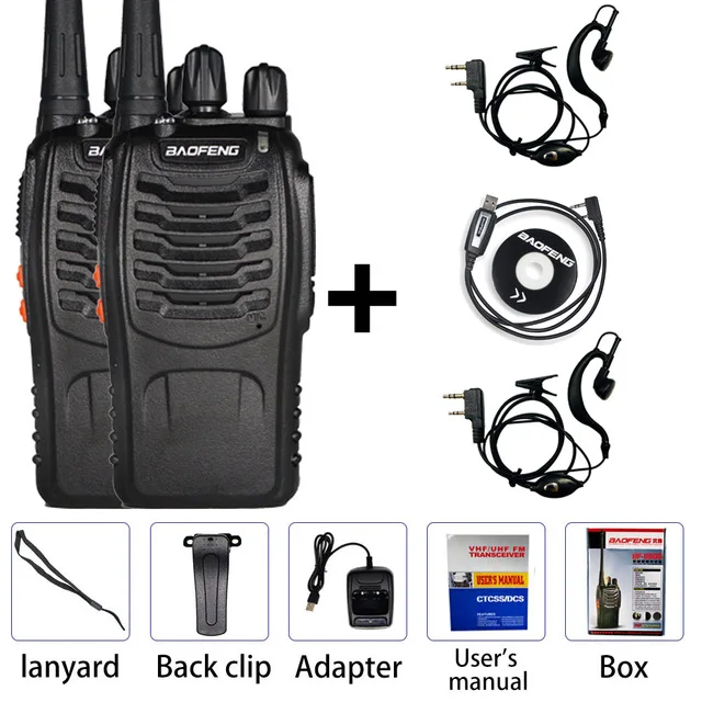 Box with Ear Cable Baofeng BF-888S двухстороннее радио 6 км портативная рация коммуникатор портативный HF трансивер Interphone портативный CB Ham радио - Цвет: Box with Ear Cable