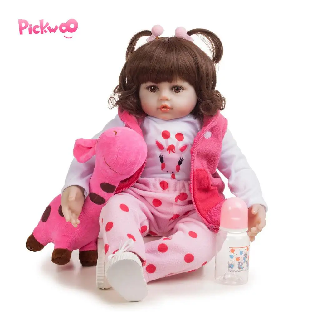 Pickwoo 18 дюймов 48 см bebes кукла-реборн для маленьких девочек Мягкие силиконовые куклы Boneca reborn Brinquedos Bonecas подарки на день детей игрушки