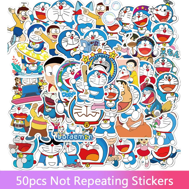 

50Pcs/Set Doraemon Graffiti Stickers For Luggage Laptop Notebook Refrigerator Car Motorcycle Toy Phone Cartoon Stickers toys