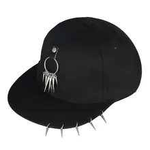 남자 모자 리벳 피어싱 반지 펑크 힙합 스포츠 야구 모자 여름 야외 농구 모자 멋진 소년 snapback 바이저 뼈(China)