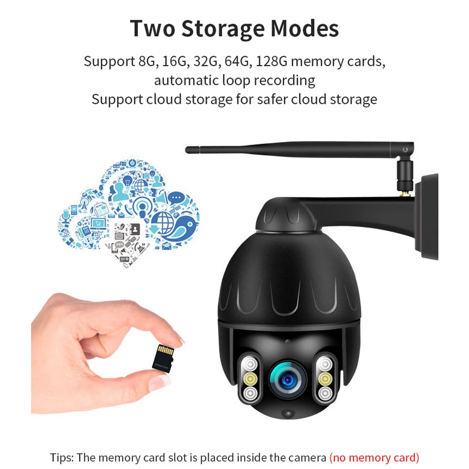 QJ-200-P3 Домашняя безопасность смарт Wifi ip-камера HD 1080P PTZ 360 ° Водонепроницаемая H.265 инфракрасная ночная версия монитор обнаружения движения