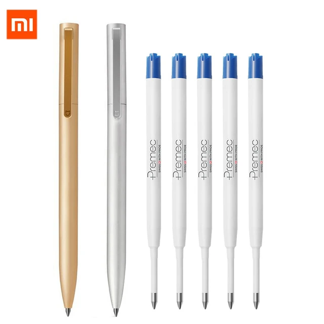 Xiaomi-bolígrafos Mijia originales de aleación de aluminio, plumas de firma  de 0,5mm, recambio suizo