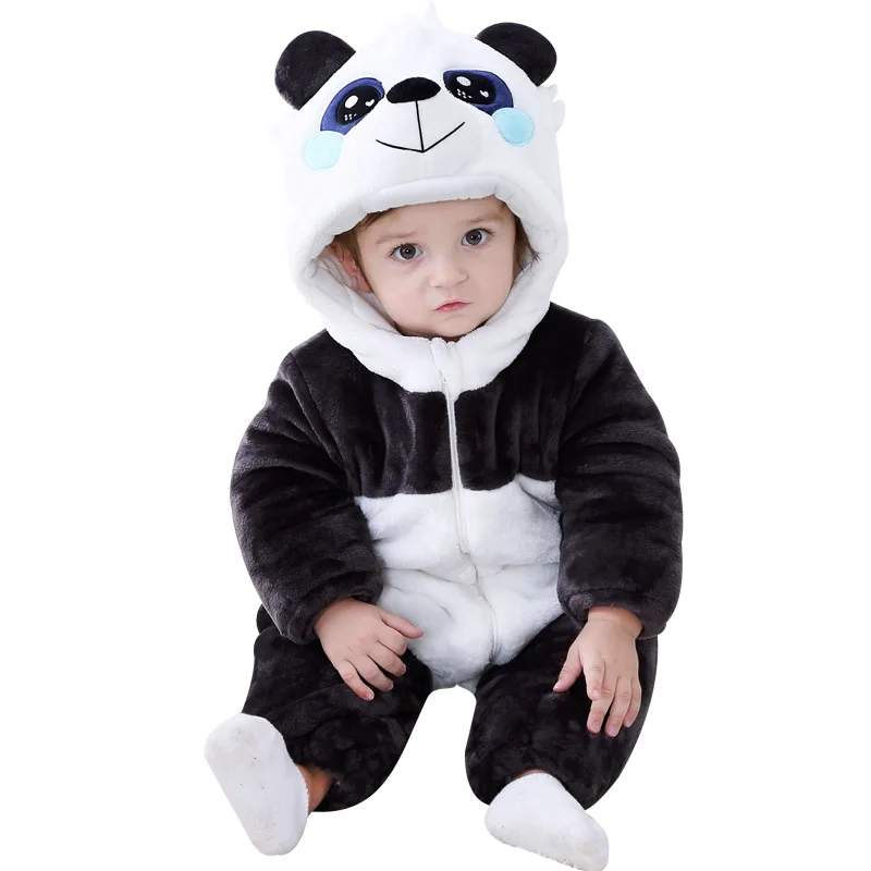 panda Kigurumis/комбинезон для маленьких девочек и мальчиков; Одежда для новорожденных; зимний фланелевый комбинезон; Милый хлопковый комбинезон для малышей; Детский костюм - Цвет: panda