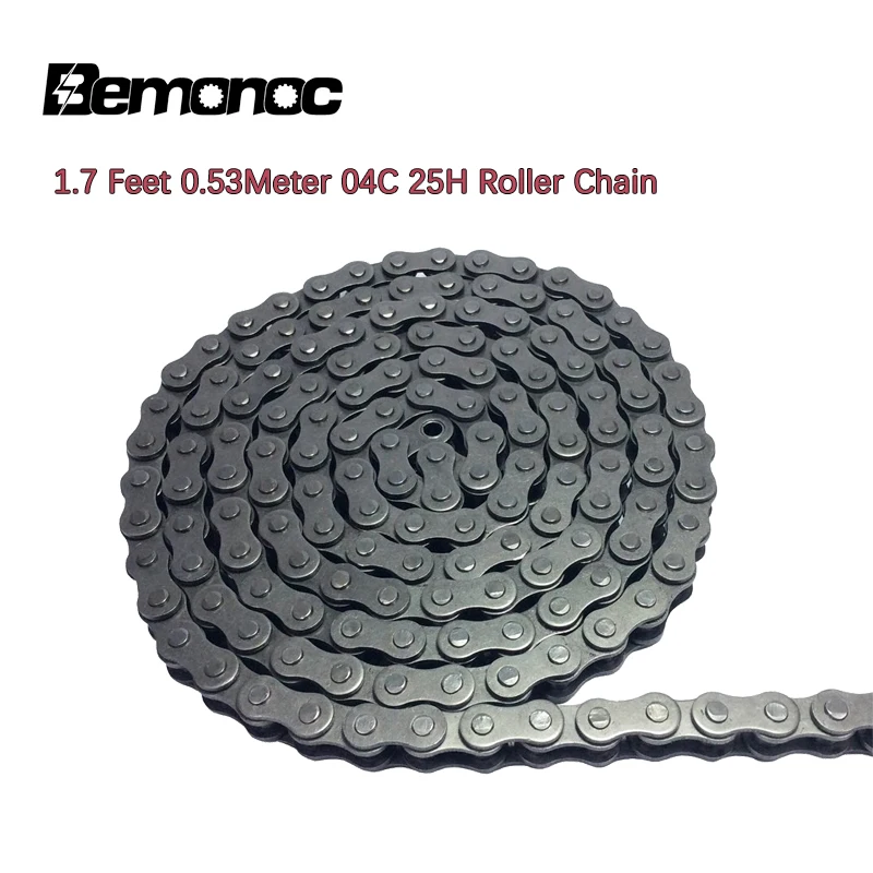 

1.7 Feet 0.53Meter 04C 25H Roller Chain with 1 Connecting Link Carbon Steel 04C 25H Roller Chain 875 Lb Average Tensile Strength
