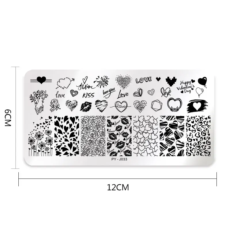 PICT You Valentine's Day Nail Stamping Plates Rose Flower Love Nail Art Plate Stainless Steel Nail Design Stencil Tools 6