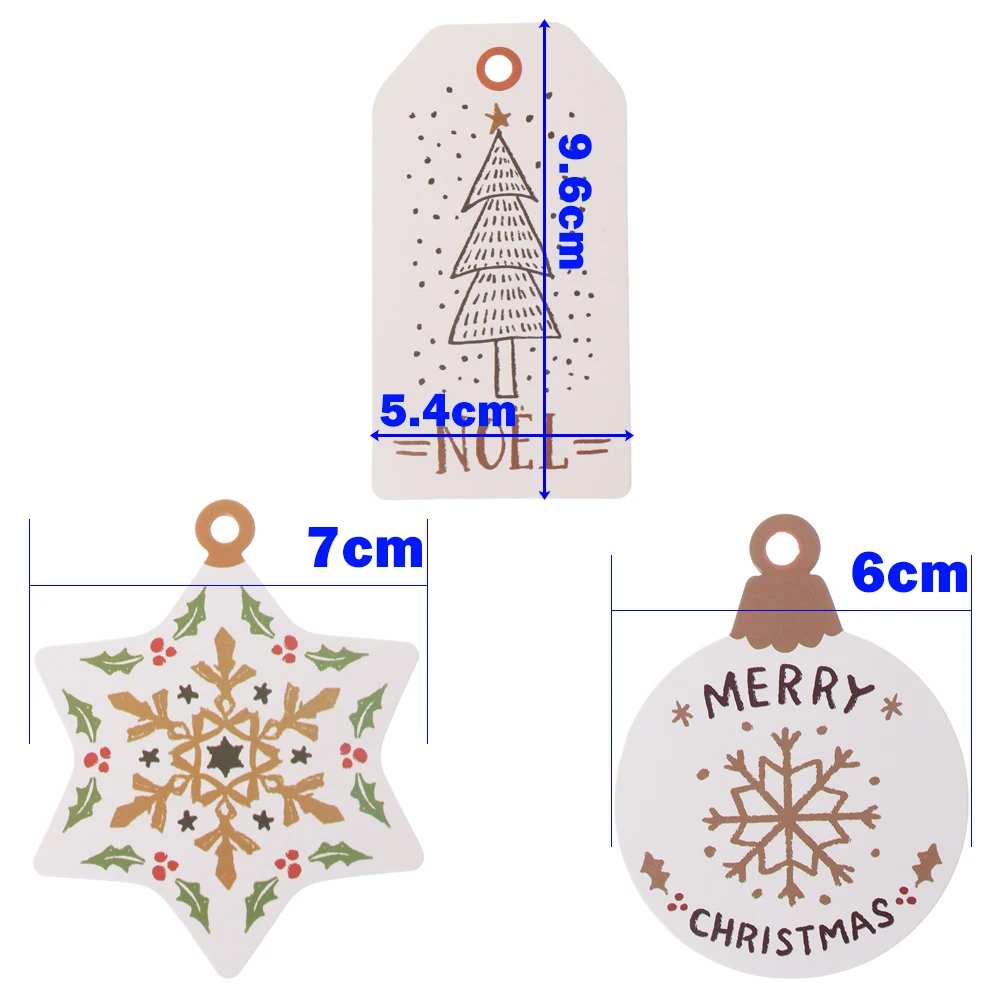 Etichette Regalo Natale - 50 Pezzi Carta Kraft Con Spago, Motivi Natalizi, Per Pacchi Fai Da Te