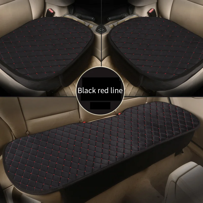 3pcs Red Line Универсальные чехлы для автомобильных сидений, 3 шт., теплые плюшевые тканевые подушки, набор автомобильных сидений, полностью окруженные подушки, аксессуары для интерьера - Название цвета: 3pcs Red Line