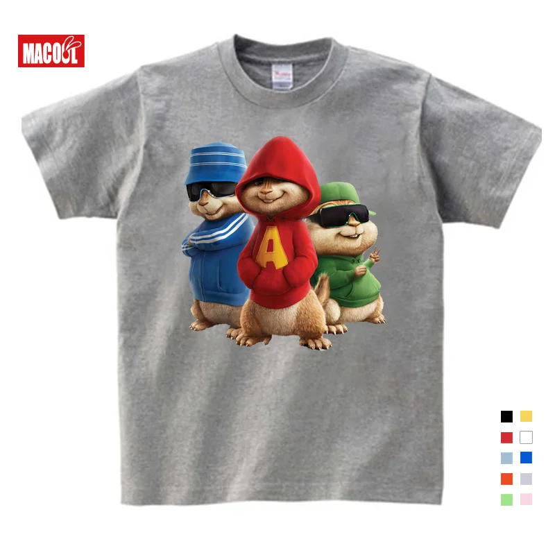 T-shirt6 Детская футболка детские футболки для мальчиков, летняя хлопковая футболка с короткими рукавами для маленьких девочек с изображением Элвина и Мунка одежда для малышей - Цвет: T-shirt6