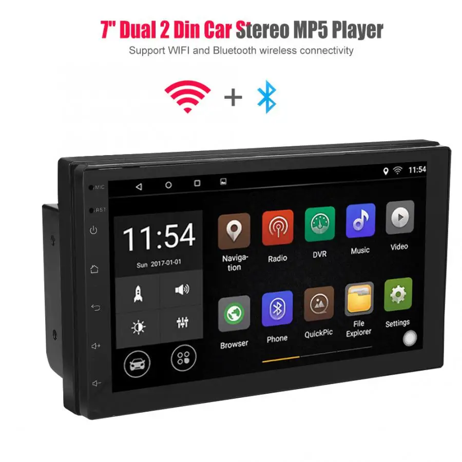 7" WIFI Double 2 Din Car Radio Stereo Multimedia Bluetooth Player GPS Antenna 1+16G for Android