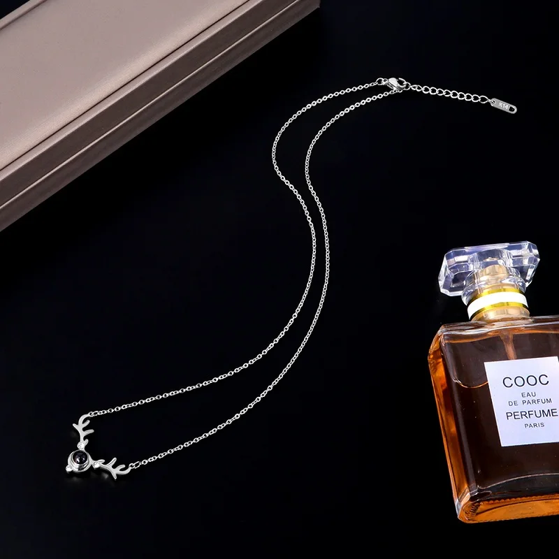 Кристалл CZ рога оленя цепь ожерелье кулон для женщин ювелирные изделия Femme Bijoux Валентина CZ рога юбилей ожерелье для женщин