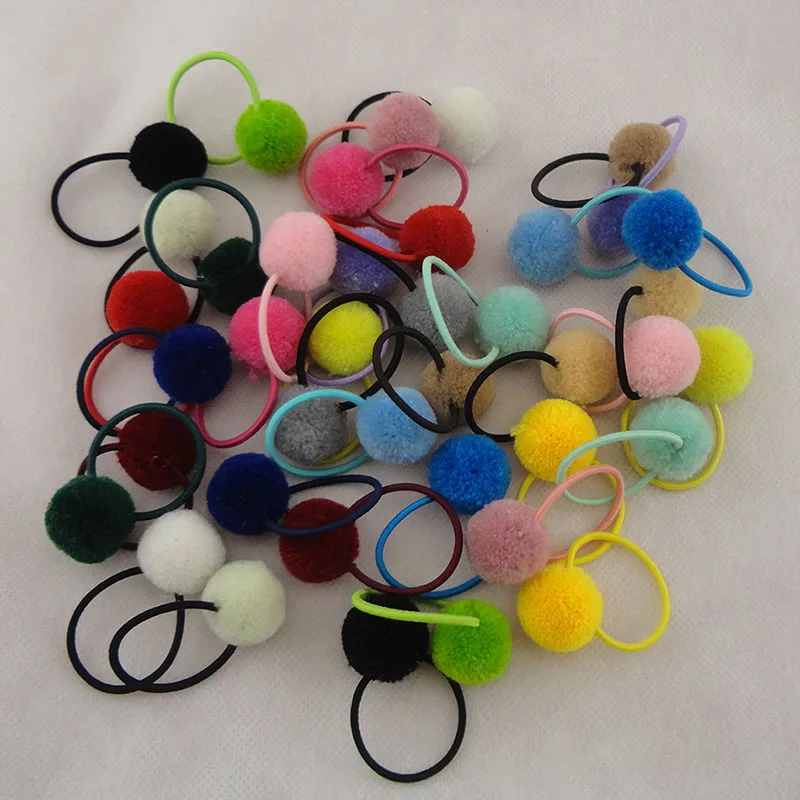 Multi Hair bands 10 шт. 2,0 см Кашемир мех шарик-помпон эластичные резинки для волос для детей Детские конский хвост держатели для волос веревки с бархатным шариком - Цвет: Multi Hair bands
