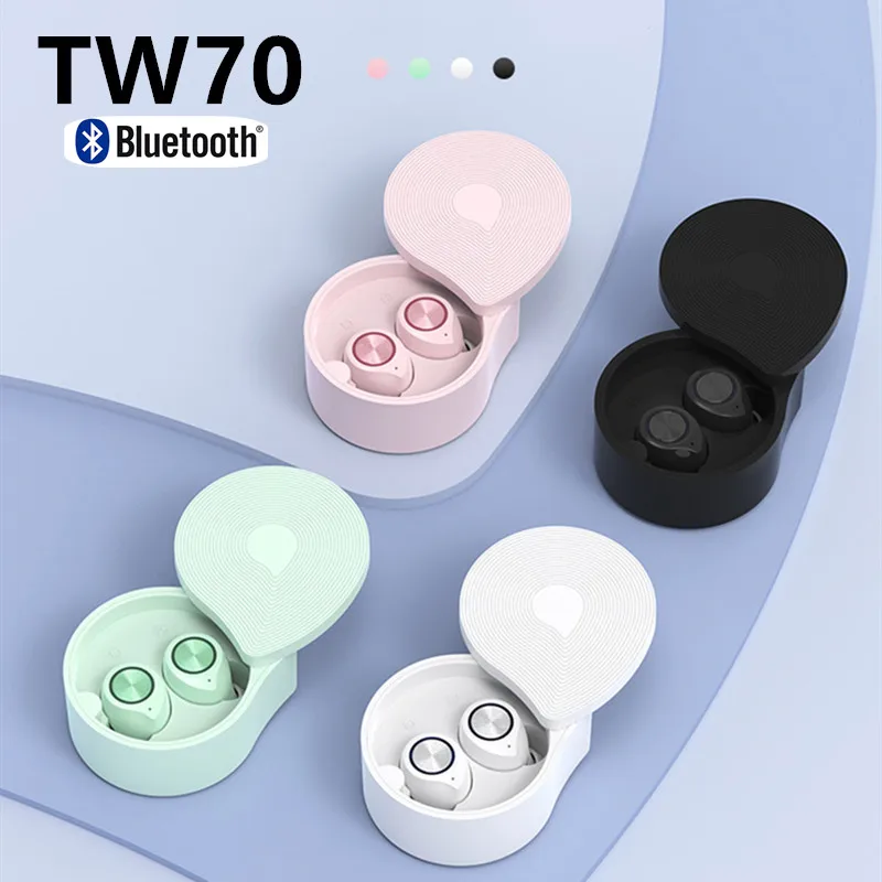 

TW70 Mini Wireless Bluetooth 5.0 TWS In-Ear Earbuds Earphones Touch Control 3D Stereo Earpiece With Charge Box
