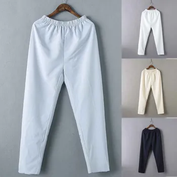 

New Men Summer Simple Solid Color Cotton Casual Elastic Waist Pants Casual Breathable Outdoor Solid Pants Sportswear Pants M801