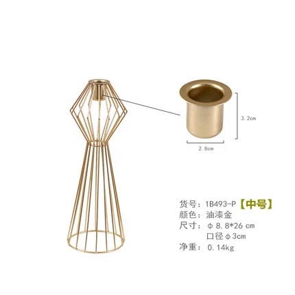Nordic Geometric Iron Gold Candle Stand Simple Table Decoration Romantic Modern Candlestick Table Centerpieces for Wedding X6T - Цвет: Medium