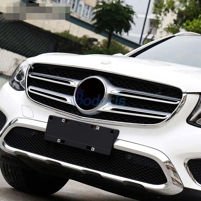 Аксессуары для ключей зажигания mercedes benz GLC 20172018 передняя решетка отделка бампера без отверстия для камеры хромированные автомобильные аксессуары