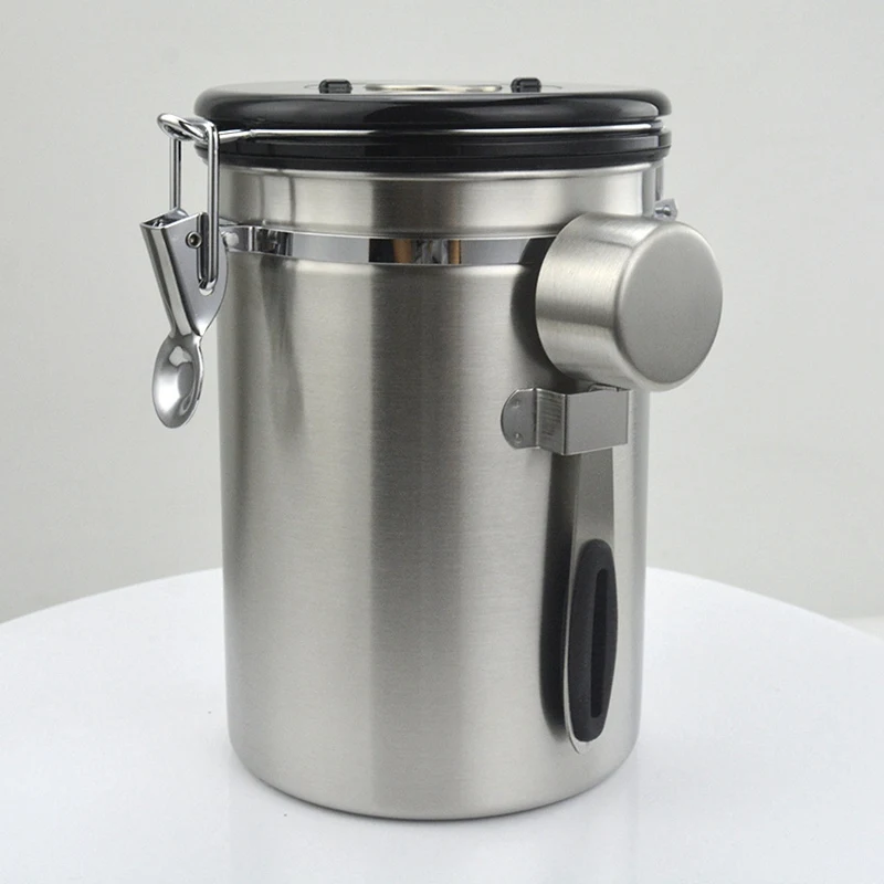 Airtight Coffee Canister Set,1800 Ml Large Stainless Steel Tea& Coffee Storage Coffee Beans