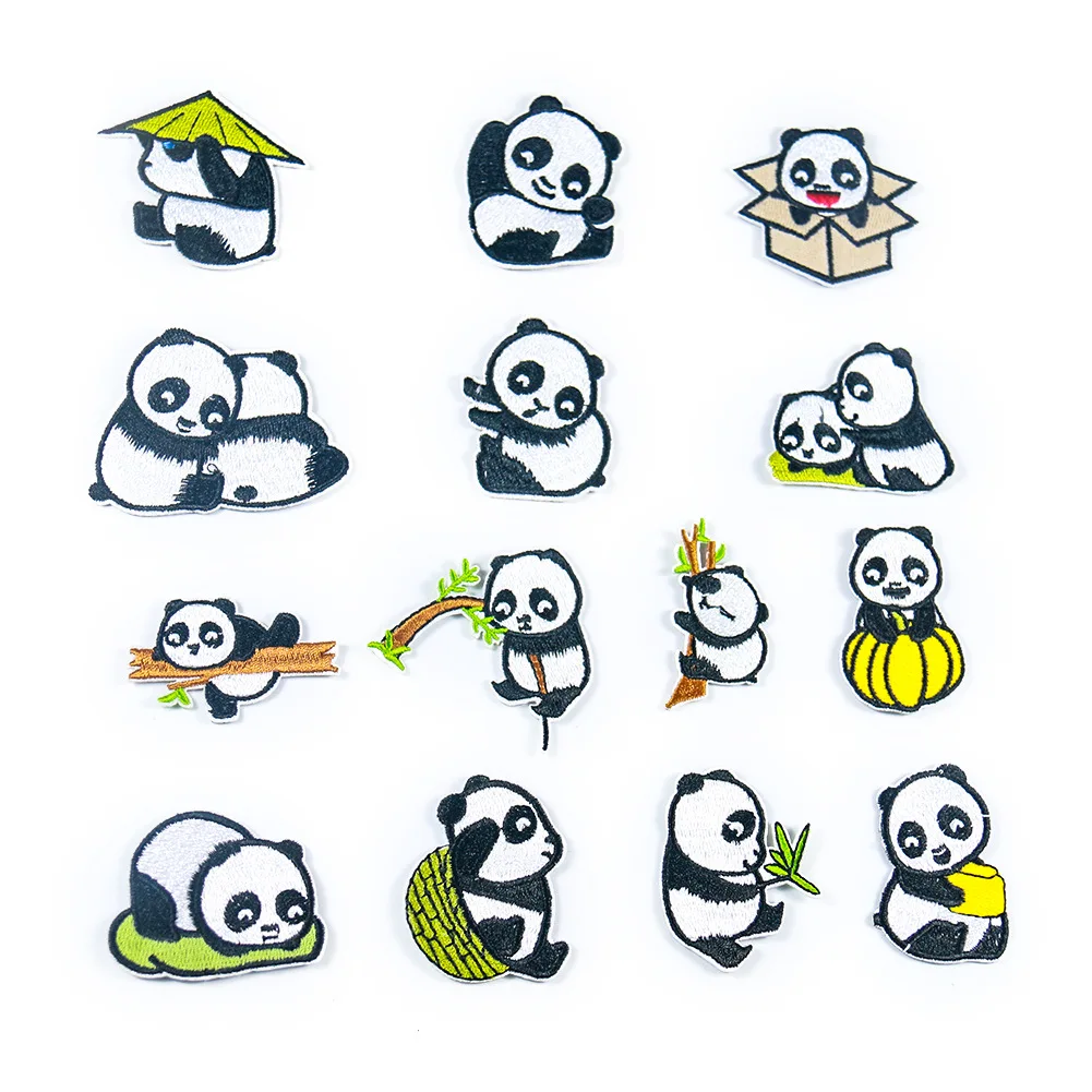 

Iron on Animal Patches for Clothing Stripe Cartoon Panda Badges Embroidered Patches Stickers on Clothes for Kids DIY Appliques G