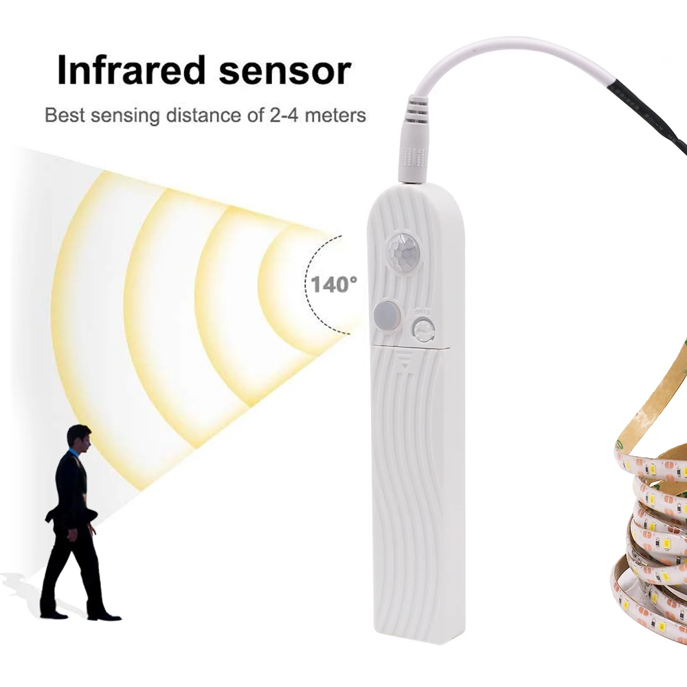 1 м 2 м 3 м Светодиодная лента DC 5 в PIR датчик движения светодиодный светильник для шкафа водонепроницаемый светильник под кровать с питанием от аккумулятора USB светильник для шкафа