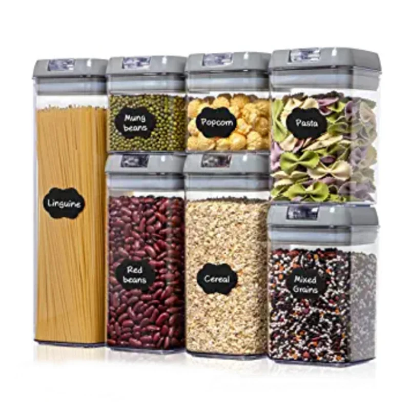 

7PCS Sealed Canister Set Transparent Plastic Grain Coffee Moisture-proof Dry Goods Tank With Lid Food Storage Containers Modern