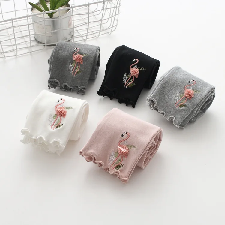

C2019 Spring Korean-style Girls Cartoon Bird Frilled Leggings