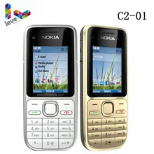 Nokia-teléfono móvil Original C2 C2-01, celular desbloqueado GSM con teclado en inglés y hebreo y logotipo en el botón usado