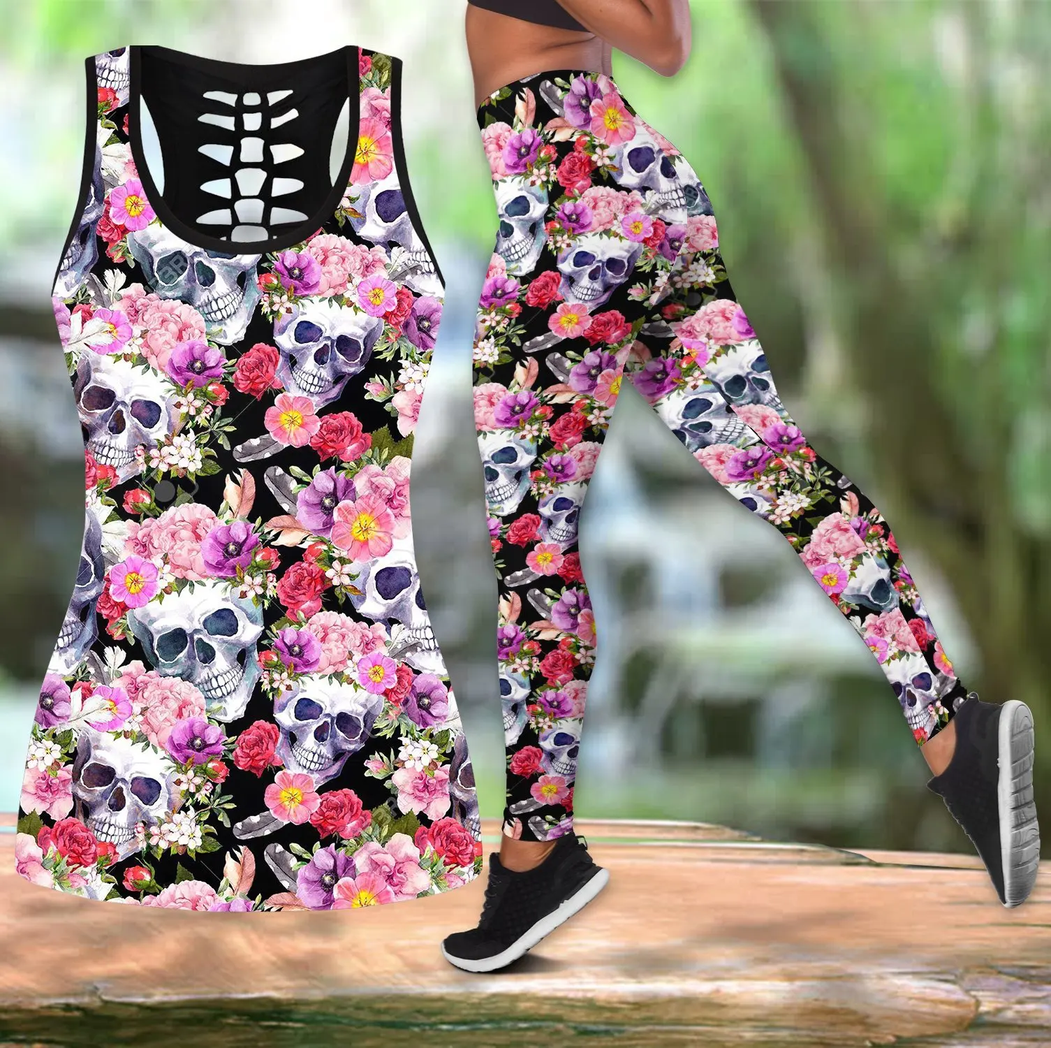 

3D Digital Printed Skull Flowers Hollow Tanktop Women Sexy Vest Girls Fashion Tank tops Clothes ropa mujer Oversized Drop ship-6