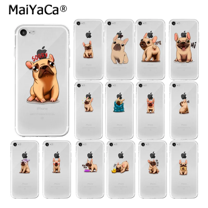 

MaiYaCa Cartoon lovely French bulldog DIY Phone Case cover Shell for Apple iPhone 8 7 6 6S Plus X XS MAX 5 5S SE XR Mobile Cover