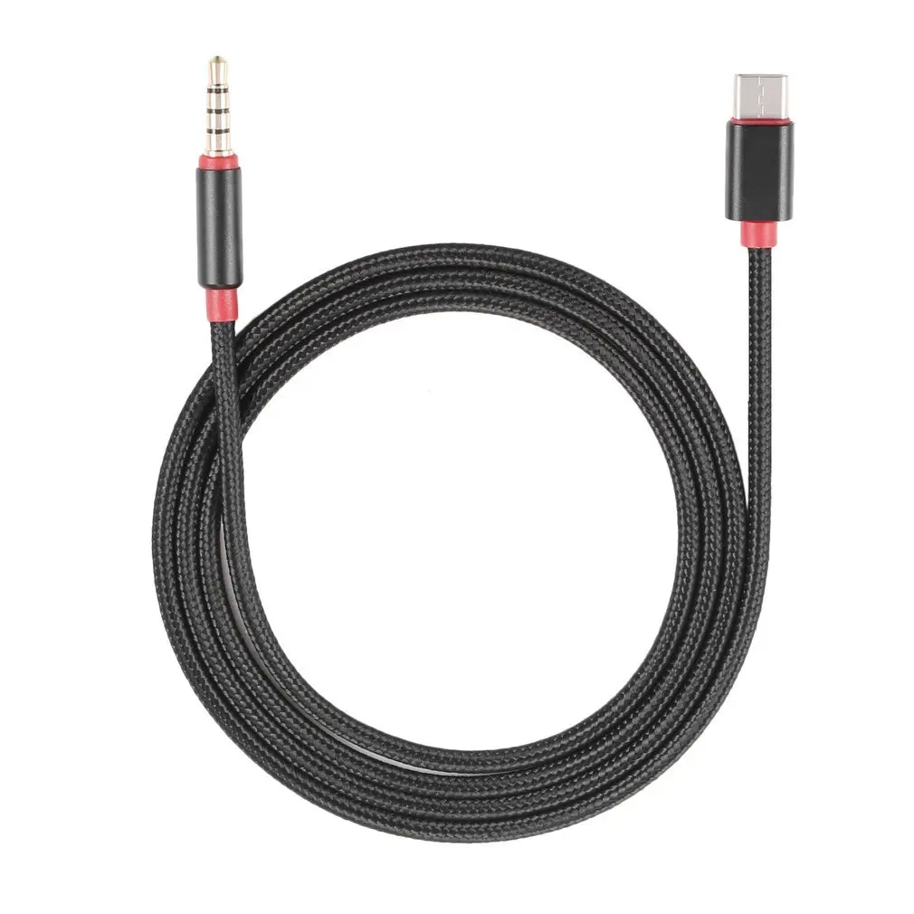 Usb type-C Плетеный аудио Кабельный адаптер-переходник на 3,5 мм Мужской Аудио кабель автомобильный AUX аудио удлинитель шнур для телефона