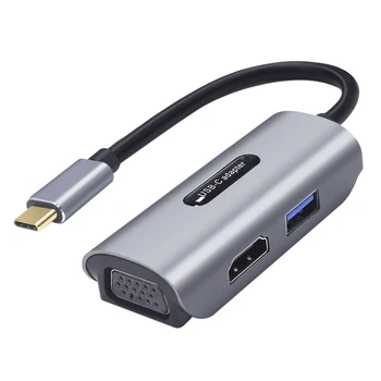 

TYPE-C to HDMI+VGA+USB3.0 Conversion Cable Three-In-One HDMI High-Definition Cable VGA Projector Cable