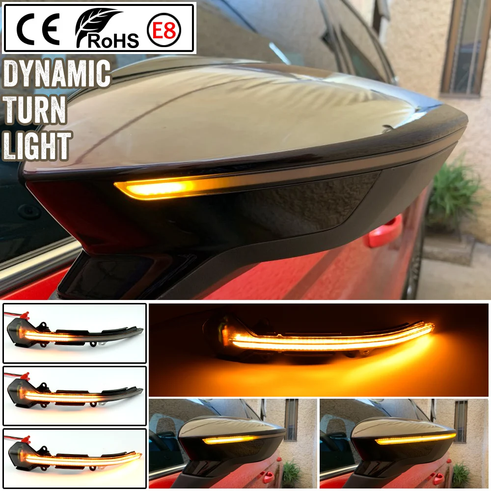 

For SEAT Leon III Mk3 5F 13-18 Ibiza KJ Mk5 V Arona 17-18 LED Dynamic Turn Signal Blinker Sequential Side Mirror Indicator Light