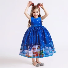 Праздничное рождественское платье с бантом и изображением снеговика детское платье с принтом Санта-Снежинка для девочек, бальное платье, забавная одежда вечерние платья, SD051