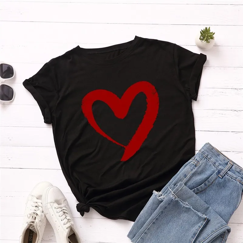 Хлопковая футболка Here is My Heart - Цвет: Черный