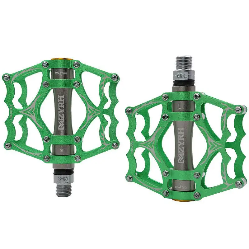 Green titanium HiMISS педали для велосипеда, педали для ног, ультралегкие алюминиевые велосипедные герметичные подшипники, педали с ЧПУ, обработанные MTB, аксессуары для горного велосипеда - Цвет: Green titanium