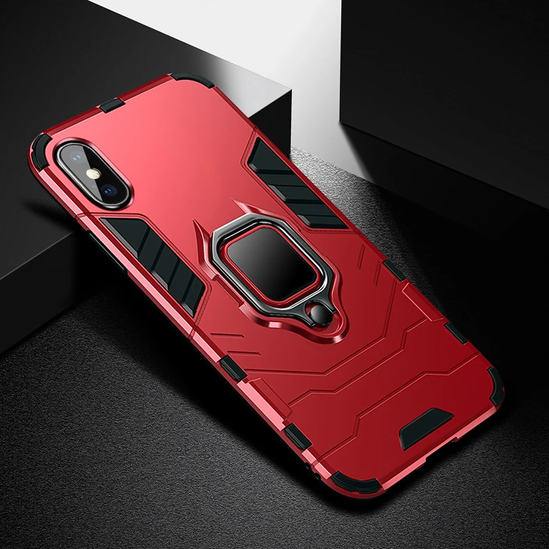 Red Защитный противоударный чехол для телефона huawei P30 P20 Pro lite mate 30 20 Honor V20 Note 10 9X 8x Max 6X P Smart Y9 чехол с подставкой - Цвет: Red