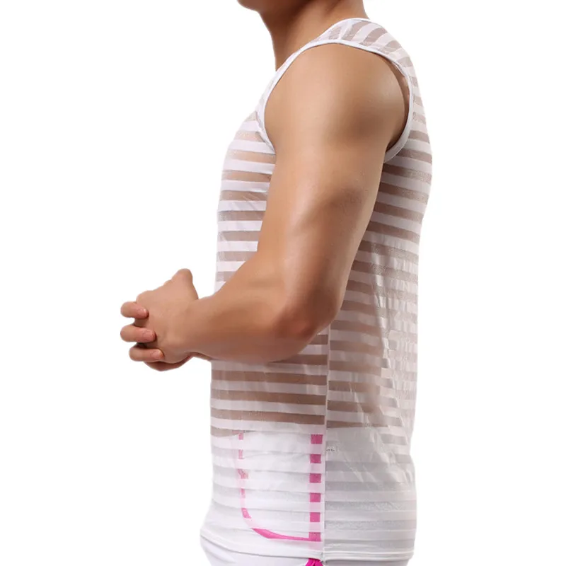 Мужские футболки сетчатые прозрачные сексуальные тонкие спортивные майки для