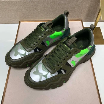 

Vvl top leather camouflage sneakers, men's shoes, original Italian high-quality leather, top luxury standard Handmade six colors