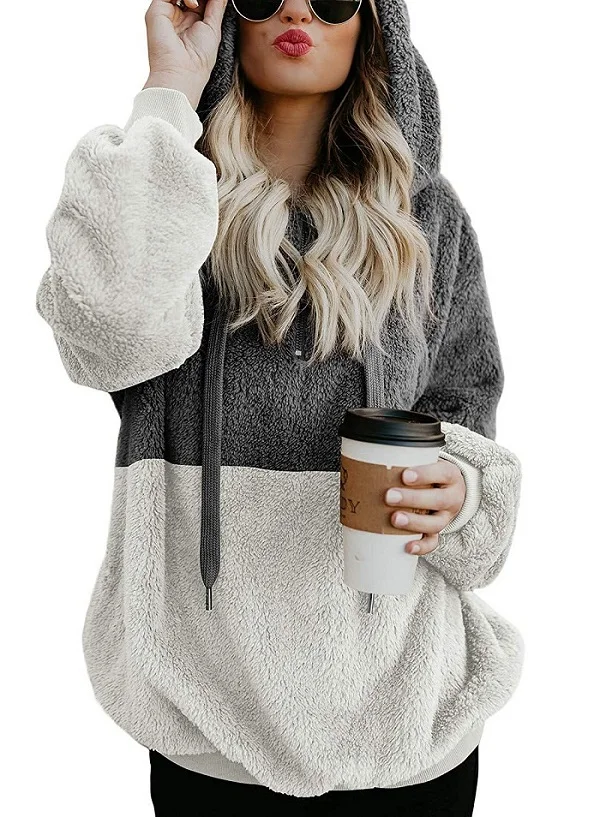 Зимняя женская куртка с искусственным мехом плюшевого мишки большого размера 5XL одежда кроличья Толстовка Женская толстовка с пушистая кофта - Цвет: dark gray