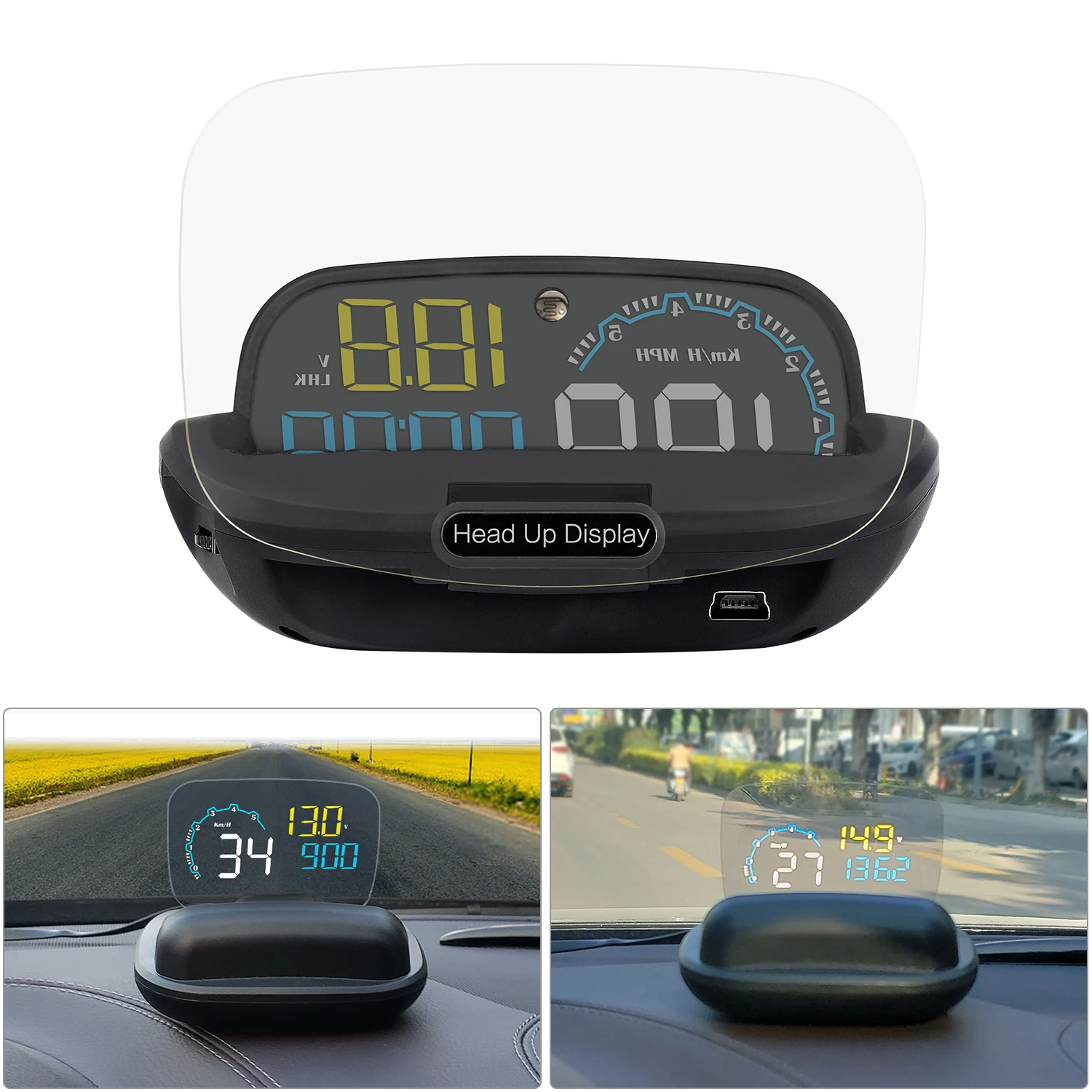 

HUD Display C600 Head Up Display Car HUD C600 OBD OBD2 Projector Digital Speedometer Head Up Display Car Speed Security Alarm