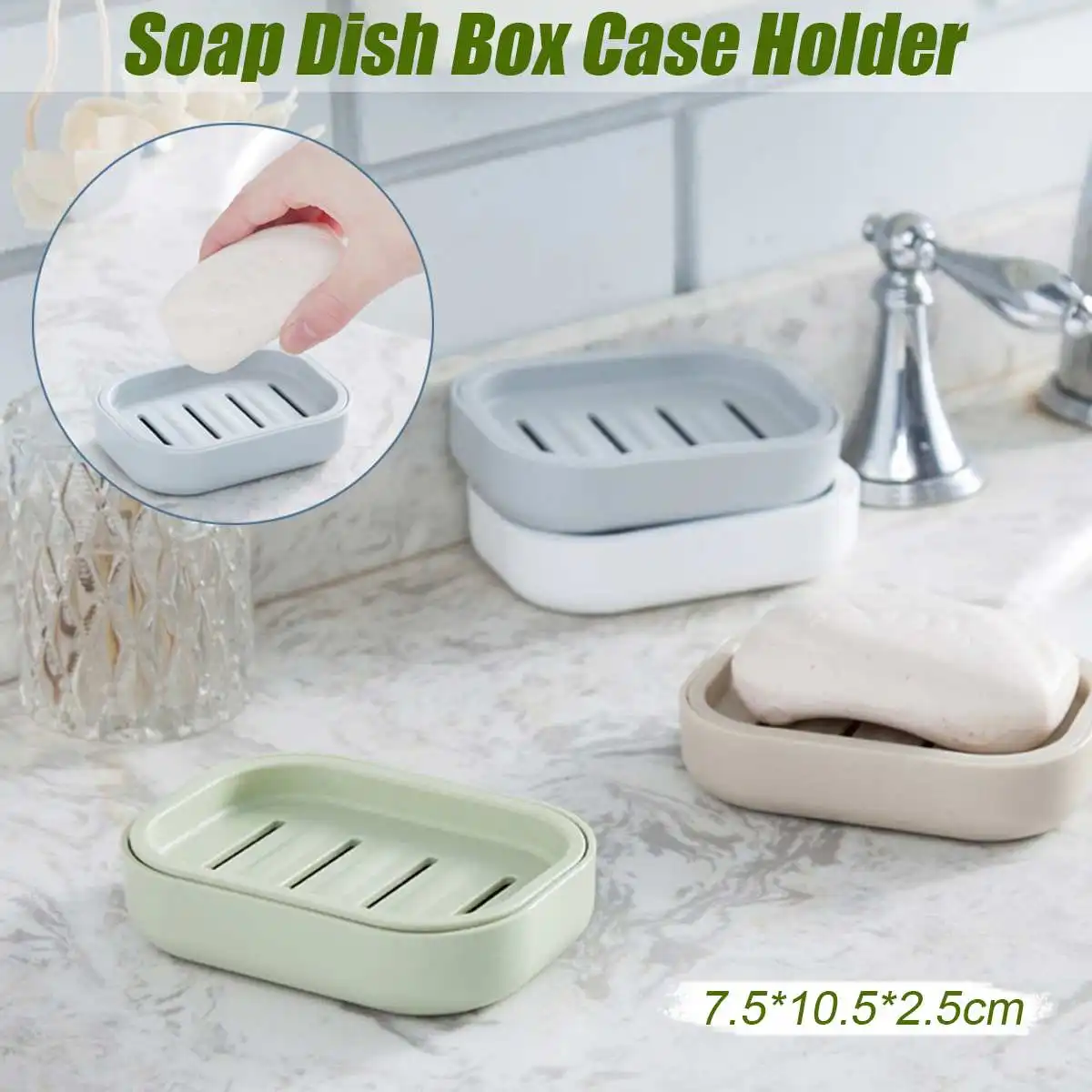 

7.5*10.5*2.5cm Plastic Bathroom Draining Soap Box Drainage Soap Case Holder Kitchen Tub Sponge Storage Rack Toilet Shower Set