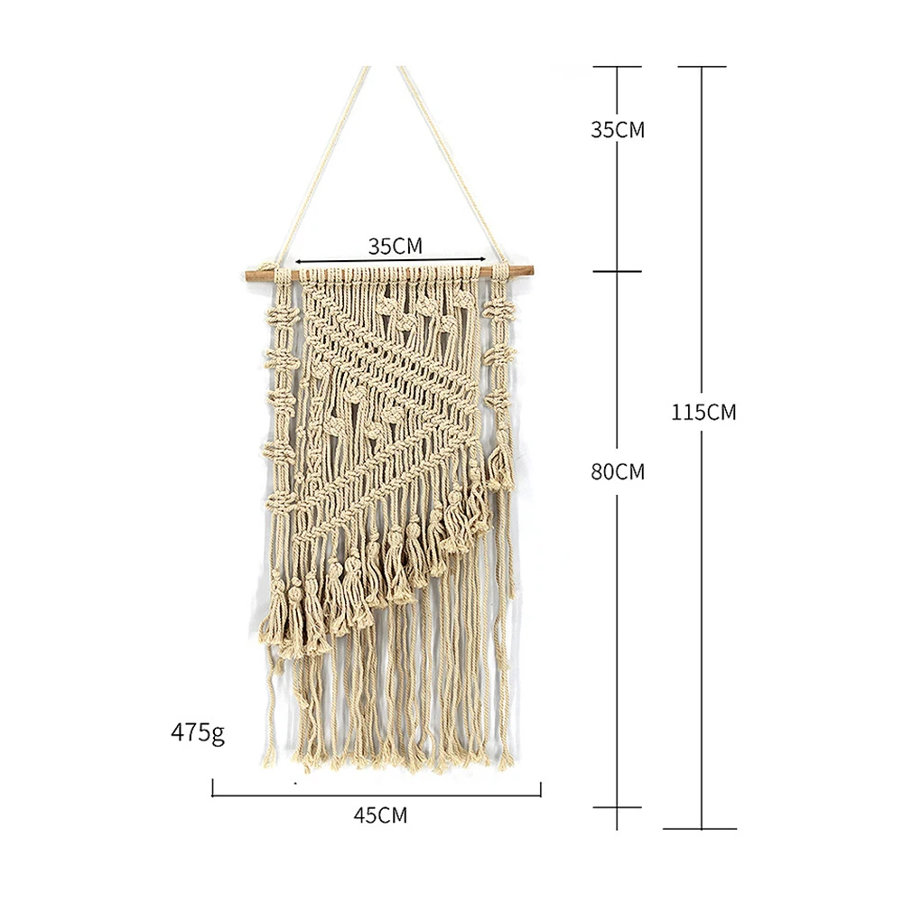 

100% Brand New Beige Wood+Cotton Compilation Tapestry Living Room Pendant Cotton Hand-Made Good-Looking Home Decoration