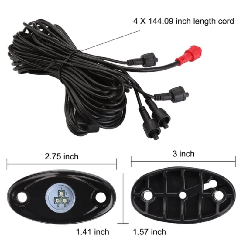  12pcs 9W LED Rock Light for Offroad Truck Boat Underbody Lamp - 4000145422214